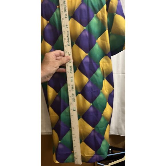 Mardi Gras Print Casual Button Down Short Sleeve Shirt New Orleans Small W/Beads - Picture 8 of 15